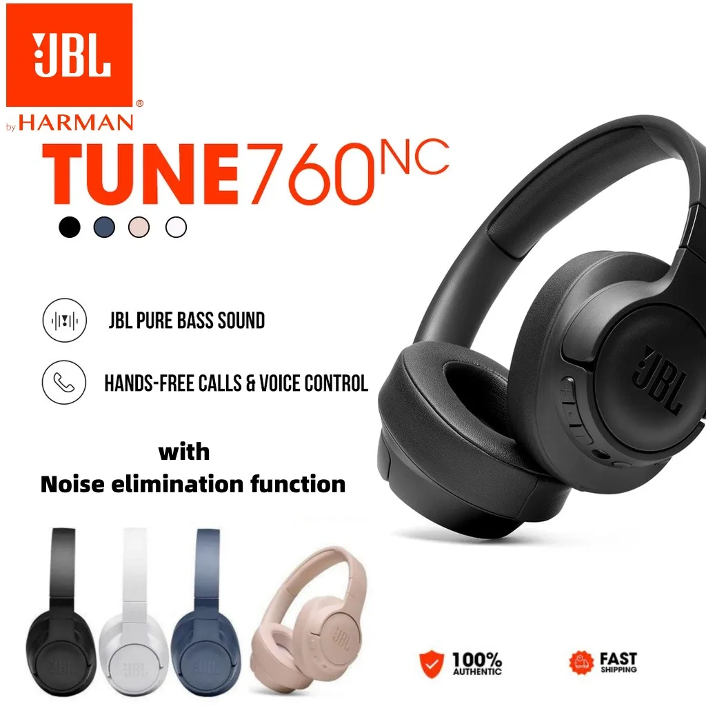 

100% Original JBL TUNE 760NC / T760NC Wireless Bluetooth Headphones Noise Cancelling Pure Bass headset Gaming Sports headphone