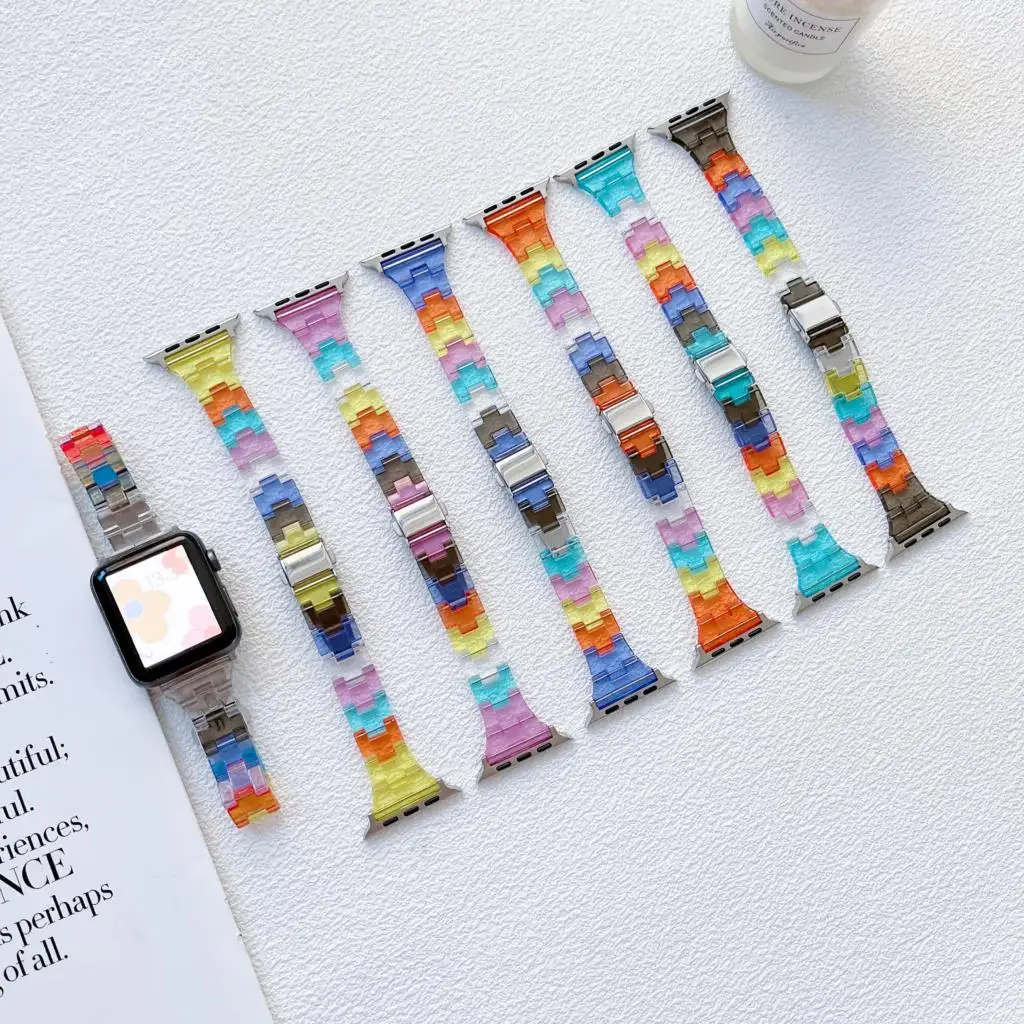 Acrylic Slim strap for Apple watch Band 40mm 44mm 41mm 45mm 38mn 42mm Smartwatch Rainbow bracelet iwatch series 3 4 5 6 SE 7
Acrylic Slim strap for Apple watch Band 40mm 44mm 41mm 45mm 38mn 42mm Smartwatch Rainbow bracelet iwatch series 3 4 5 6 SE 7