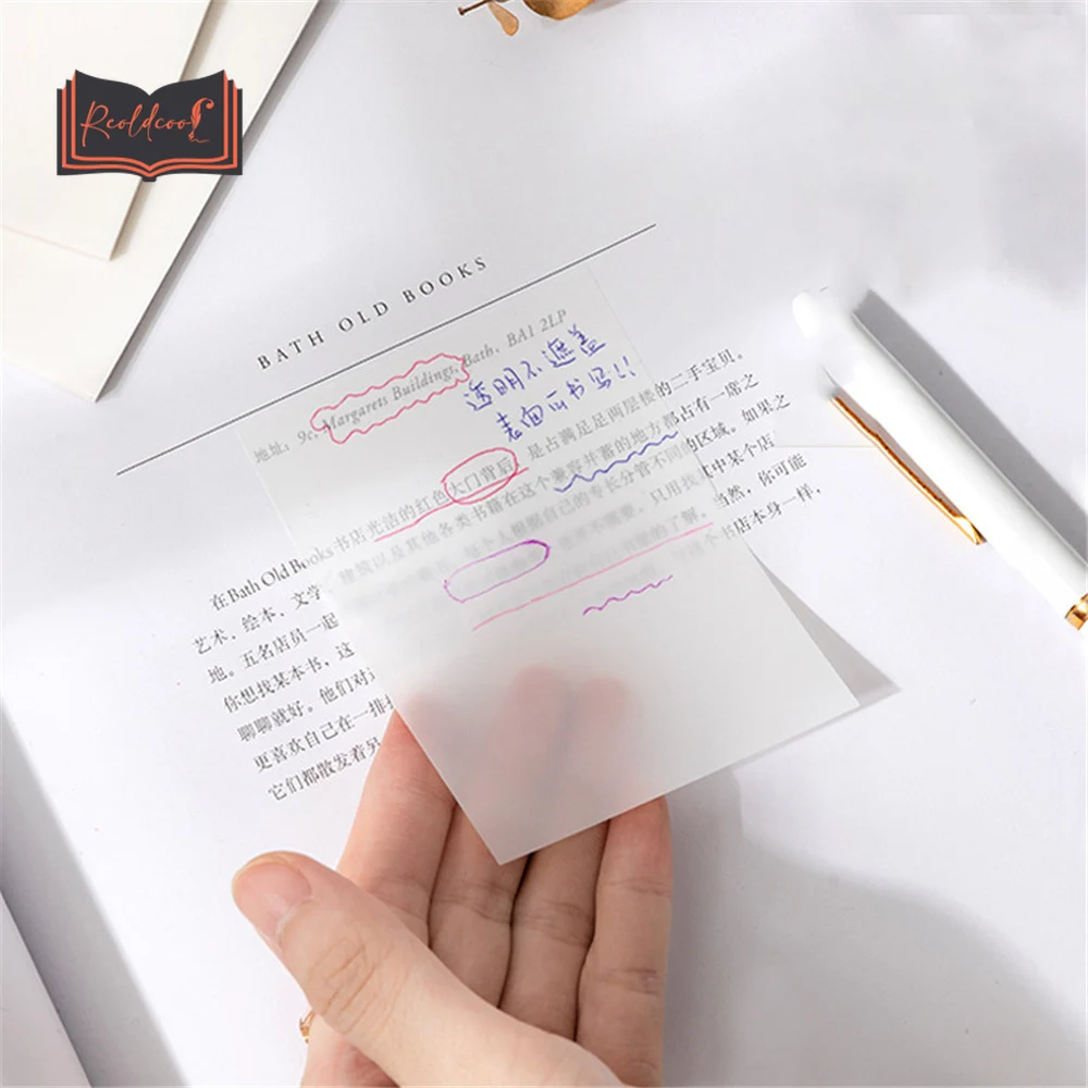 

50sheets Transparent PET Memo Pads DIY Sticky Notes Planner Sticker Kawaii Stationery Notepad Leave Message Office Supplies