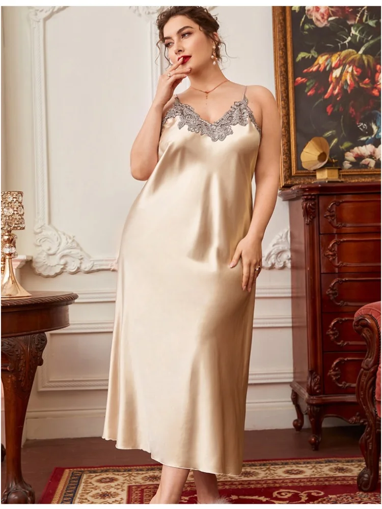 Pajamas Slip dress thin fashionable lace nightgown long silk casual plus size outfits evening dresses
Pajamas Slip dress thin fashionable lace nightgown long silk casual plus size outfits evening dresses