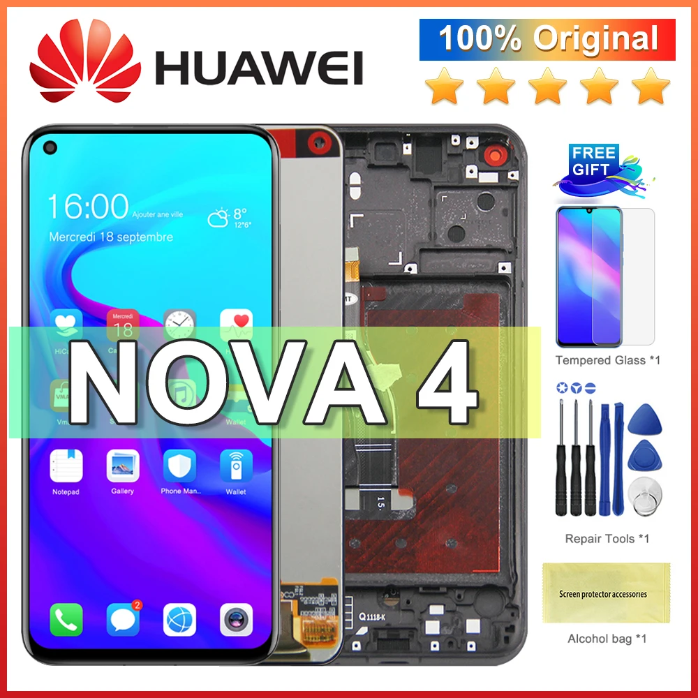 

Original 6.4" Display Replacement for Huawei Nova 4 Display Touch Screen Digitizer Assembly for Honor V20/View 20 LCD Screen