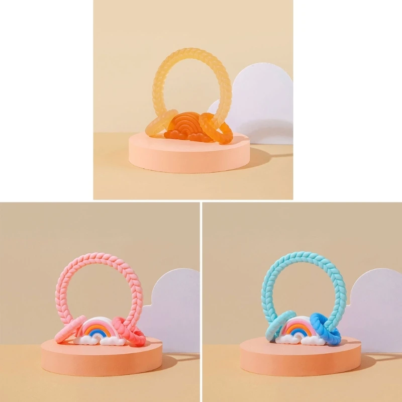 

Успокаивающий прорезыватель в форме радуги для детей, игрушка для облегчения боли при прорезывании зубов у новорожденных