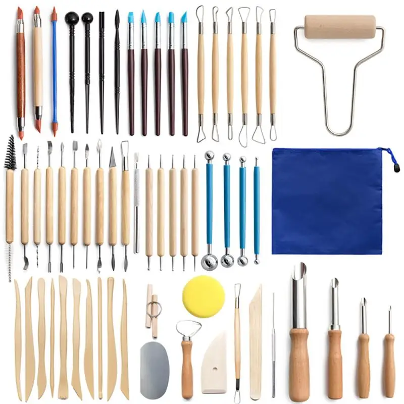 61Pcs Ceramic Clay Tools Set Creative Polymer Clay Tools Wooden Pottery Sculpting Clay Cleaning Tool Set Double-head Design
61Pcs Ceramic Clay Tools Set Creative Polymer Clay Tools Wooden Pottery Sculpting Clay Cleaning Tool Set Double-head Design