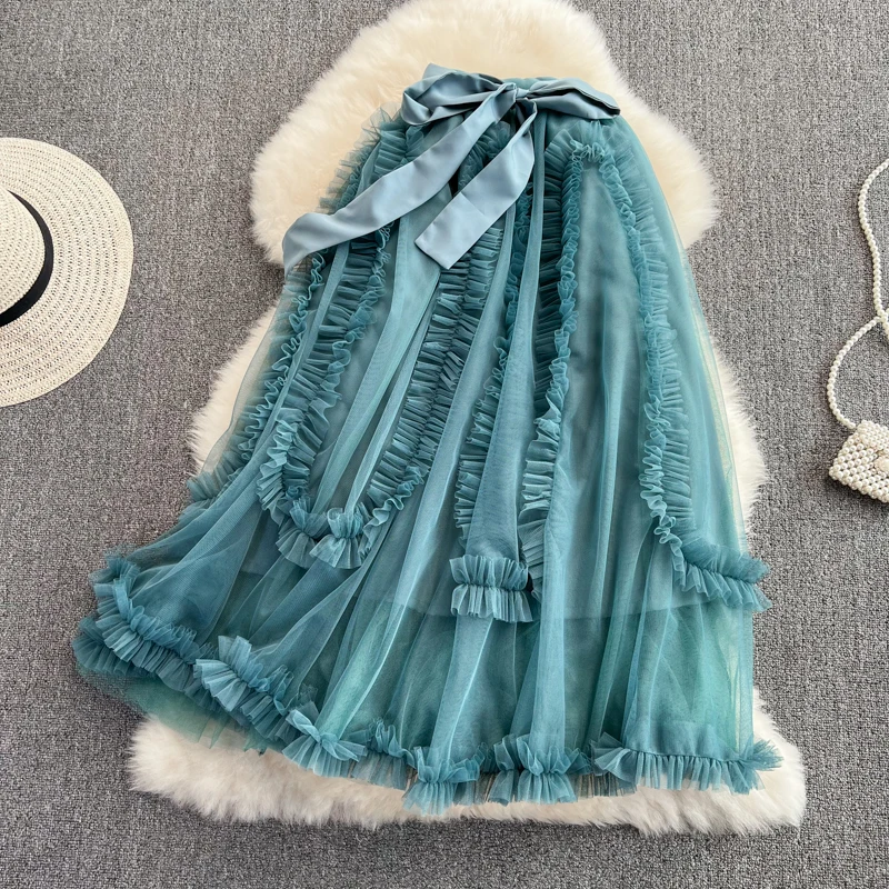 Women Vintage Mesh Pleated Full Skirt High Waist Korean Fashion Fairy A-line Maxi Tiered Skirts Sweet Summer Spring Clothing Y2k
Women Vintage Mesh Pleated Full Skirt High Waist Korean Fashion Fairy A-line Maxi Tiered Skirts Sweet Summer Spring Clothing Y2k