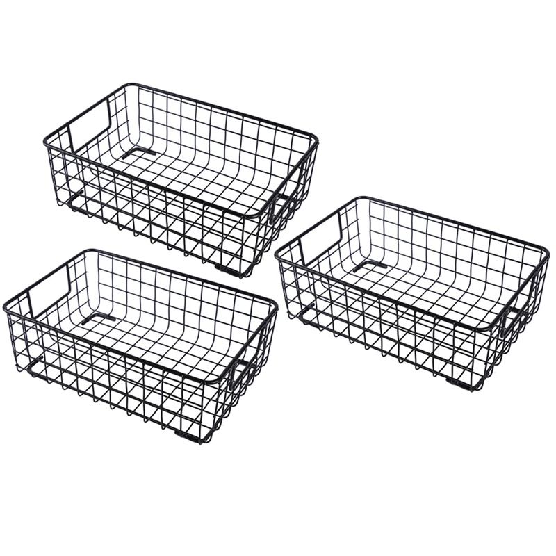3X Creative Metal Wire Storage Basket With Handle Wrought Iron Sundries Container Kitchen Black
3X Creative Metal Wire Storage Basket With Handle Wrought Iron Sundries Container Kitchen Black