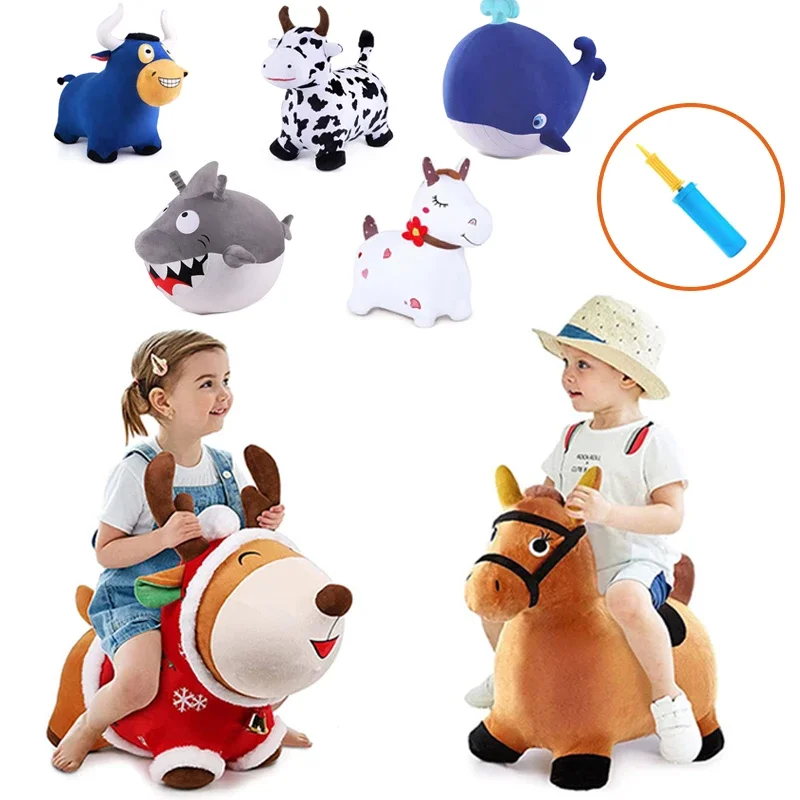 

iPlay iLearn Ride on Horse Inflatable for Kids Bouncy Pals Plush Riding Toy Animal Hopper Birthday Gift for Toddler 25-36m