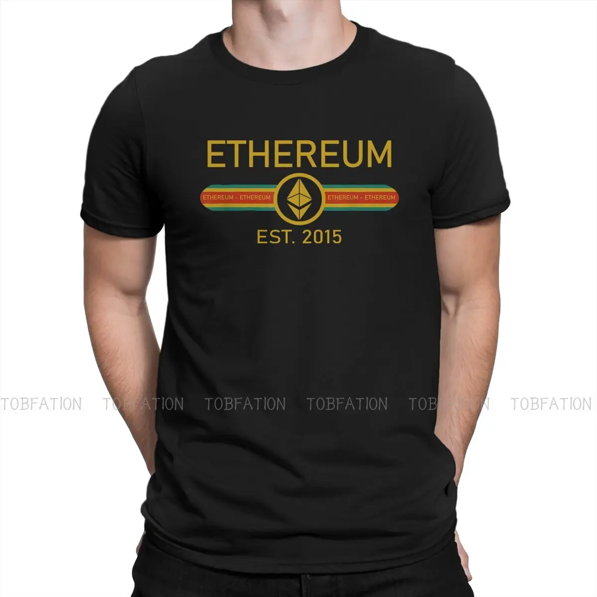 

Ethereum 2015 Retro Hipster TShirts Crypto Coin Male Harajuku Fabric Tops T Shirt Round Neck Big Size