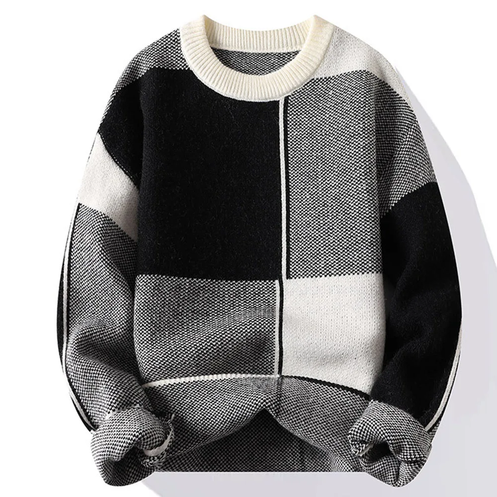 ERIDANUS New Autumn Winter Men's Long Sleeve Thick Patchwork Knitted Sweater Men's Round Neck Pullover Fashion Sweaters MZL066
ERIDANUS New Autumn Winter Men's Long Sleeve Thick Patchwork Knitted Sweater Men's Round Neck Pullover Fashion Sweaters MZL066
