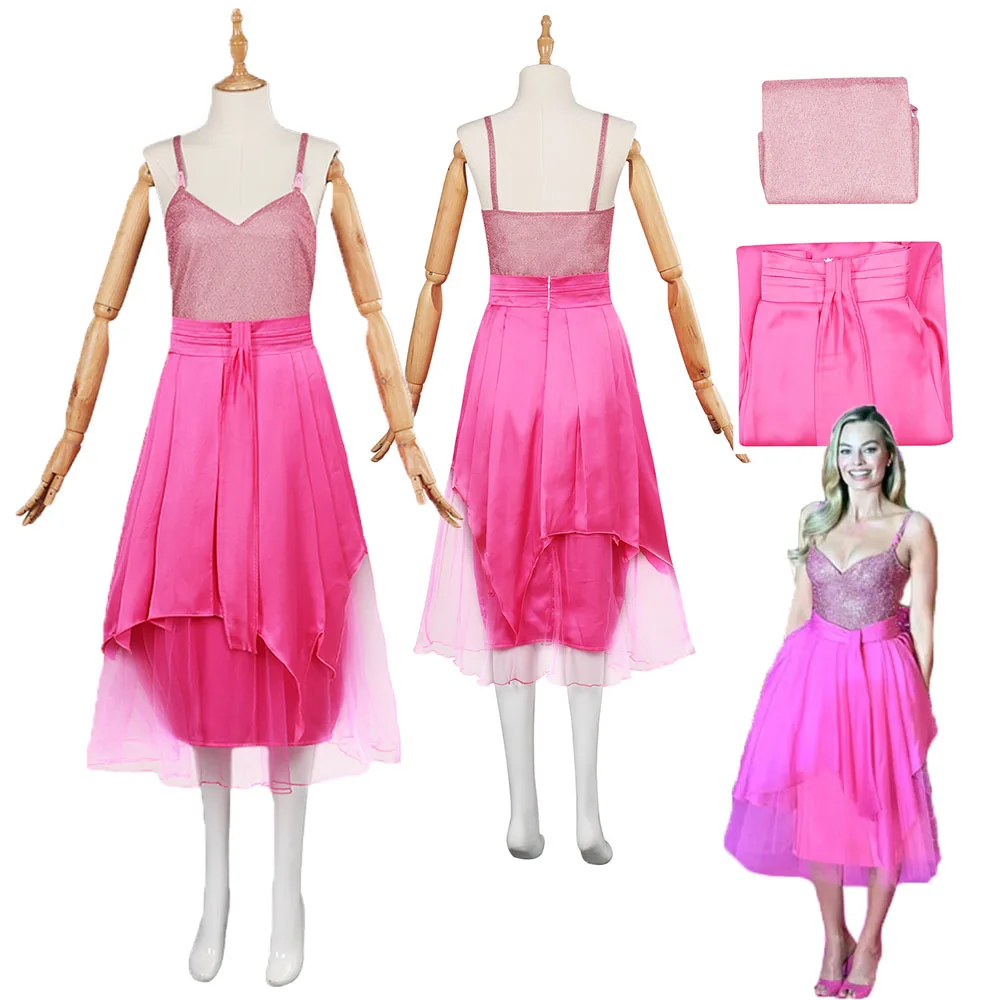 

Женский костюм для косплея Margot, розовый костюм для косплея из фильма «барбье», для взрослых и женщин, летний костюм для костюмированной вечеринки на Хэллоуин, яркий костюм для ролевых игр