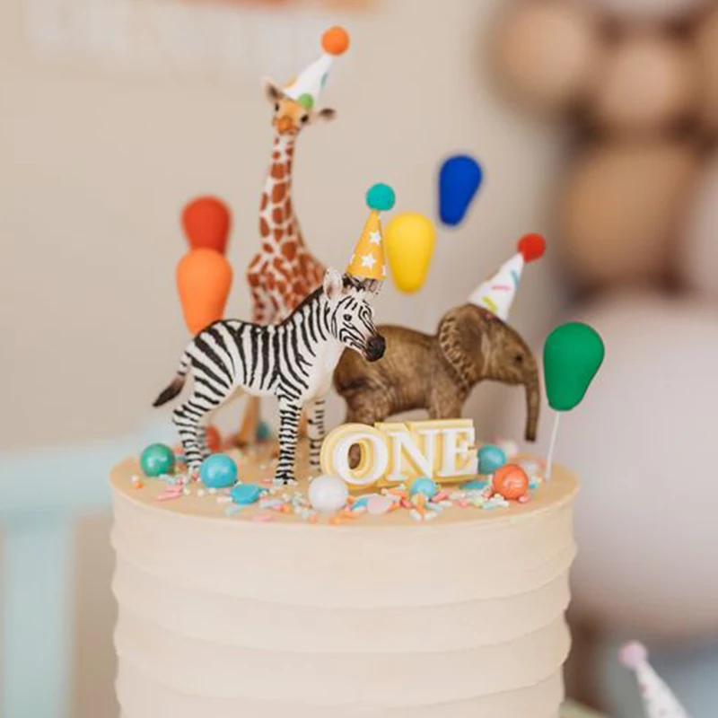 

1 шт с днем рождения джунглей животных торт Топпер День Рождения украшения Дети Кекс Toppers джунгли партии 1st день рождения поставки