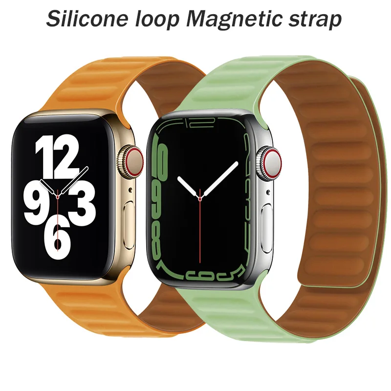 Silicone link loop Magnetic strap For apple watch band 45mm 41mm 40mm 44mm iWatch series 7 6 SE 5 4 3 2 1 Sport Rubber 42mm 38mm
Silicone link loop Magnetic strap For apple watch band 45mm 41mm 40mm 44mm iWatch series 7 6 SE 5 4 3 2 1 Sport Rubber 42mm 38mm