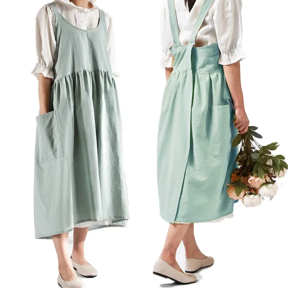 Cotton Linen Cross Back Apron for Women with Pockets for Cooking Gardening Turquoise without Waist Ties
Cotton Linen Cross Back Apron for Women with Pockets for Cooking Gardening Turquoise without Waist Ties