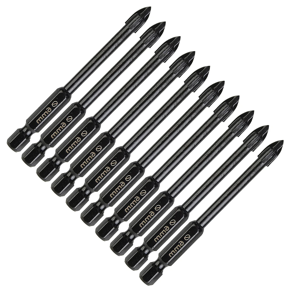 

10pc 6mm Tungsten Carbide Cross Spear Head Drill Bit Hex Shank For Tile Porcelain Marble Ceramic Glass Brick Drilling Power Tool
