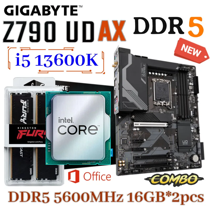 Материнская плата Gigabyte Z790 UD AX LGA 1700 + процессор Intel Core i5 13600K + DDR5 5600 МГц 16 ГБ * 2 шт. комбинированный PCIe 5,0 M.2 материнская плата Новинка
Материнская плата Gigabyte Z790 UD AX LGA 1700 + процессор Intel Core i5 13600K + DDR5 5600 МГц 16 ГБ * 2 шт. комбинированный PCIe 5,0 M.2 материнская плата Новинка