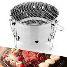 Portable Outdoor BBQ Grill Split Stainless Steel Fire Pit Cooking Supplies BBQ Barbecue Net Camping Charcoal Stove Folding Oven