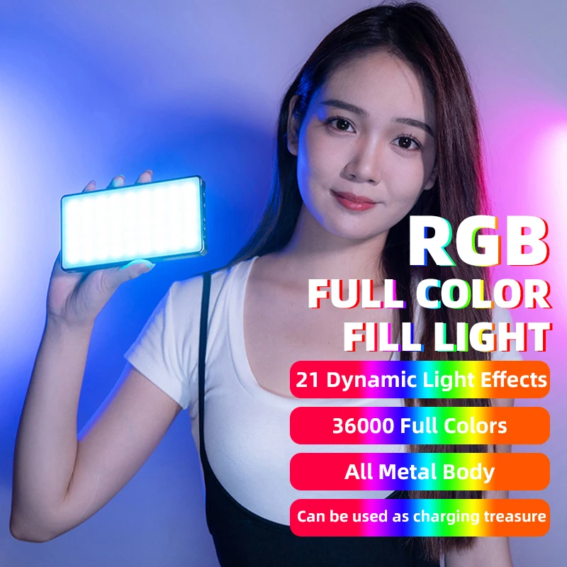 RGB LED Video Light Full Color Dimmable 2500K-9900K Bi-Color Panel Light CRI 95+ Rechargeable 4000mAh for DSLR Camera Streaming
RGB LED Video Light Full Color Dimmable 2500K-9900K Bi-Color Panel Light CRI 95+ Rechargeable 4000mAh for DSLR Camera Streaming