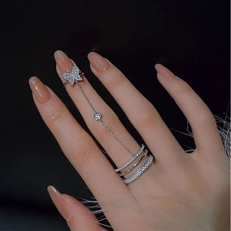 New Ladies Fashion HipHop Jewelry Rings for Women Double Finger Chain Ring Set Tassel Butterfly Cross Punk Rings Jewelry
New Ladies Fashion HipHop Jewelry Rings for Women Double Finger Chain Ring Set Tassel Butterfly Cross Punk Rings Jewelry