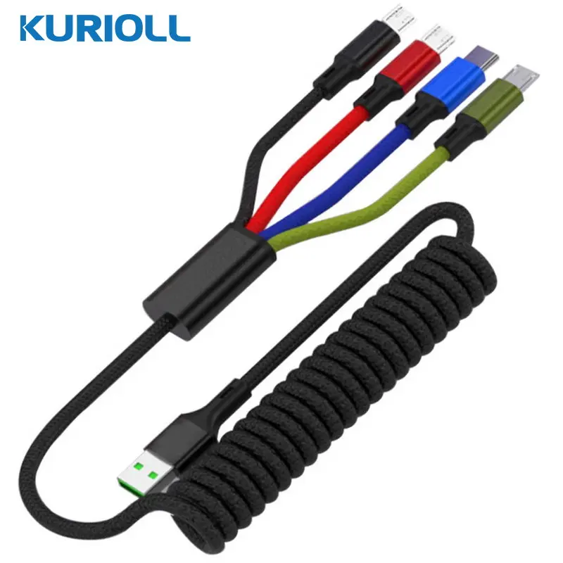 4 In 1 Spring USB Cable Micro USB Type C Cable for Xiaomi Samsung Huawei Phone Charging Cord Rectractable Cables 1.8m
4 In 1 Spring USB Cable Micro USB Type C Cable for Xiaomi Samsung Huawei Phone Charging Cord Rectractable Cables 1.8m