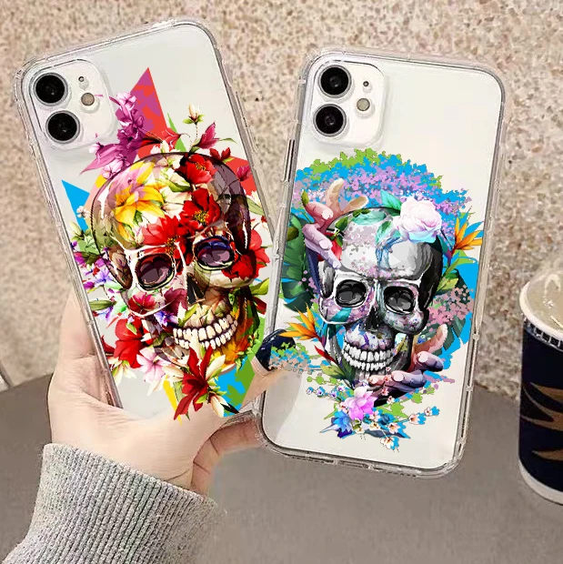 Fashion Color Skull For Apple iPhone 13 12 11 Pro Mini X XR XS Max SE 6 6S 7 8 Plus Clear Phone Case Shell Funda TPU Black 
Fashion Color Skull For Apple iPhone 13 12 11 Pro Mini X XR XS Max SE 6 6S 7 8 Plus Clear Phone Case Shell Funda TPU Black