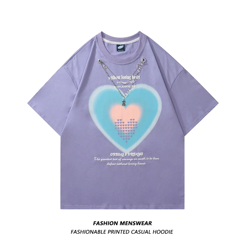 Chaopai American жареная улица с принтом любви для мужчин и женщин для пар на лето 2022 Новинка оверсайз для отдыха с коротким рукавом 
Chaopai American жареная улица с принтом любви для мужчин и женщин для пар на лето 2022 Новинка оверсайз для отдыха с коротким рукавом