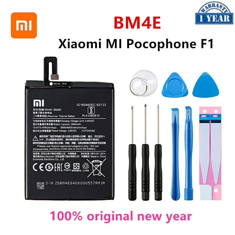 Xiao mi 100% Orginal BM4E 4000mAh Battery For Xiaomi MI Pocophone F1 BM4E High Quality Phone Replacement Batteries +Tools
Xiao mi 100% Orginal BM4E 4000mAh Battery For Xiaomi MI Pocophone F1 BM4E High Quality Phone Replacement Batteries +Tools
