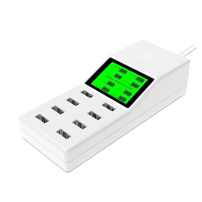 

110V-240V 8 Ports USB Output Multi-function Smart Charger with LED Screen Display 5V 8A 40W USB Charger HUB