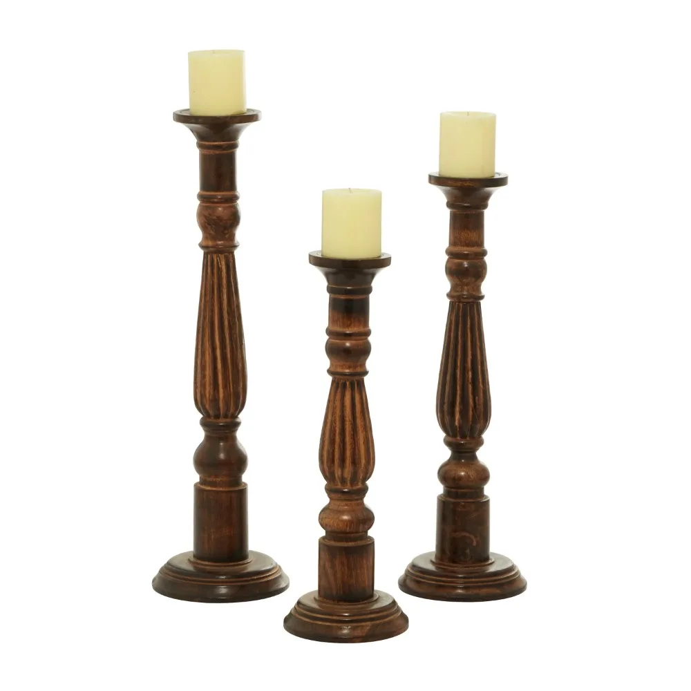 

Set of 3 Candle Brown Mango Wood Candle Holder Candlestick Candelabro Decoration for Home Decor Candles Decorations Candlesticks