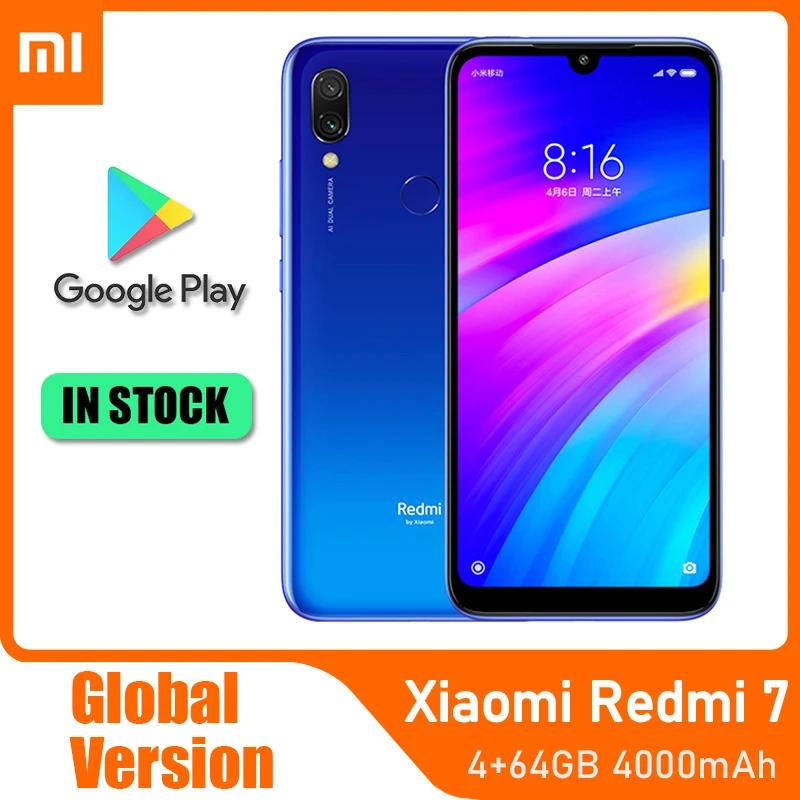 Оригинальный Смартфон Xiaomi Redmi 7, 4 ГБ, 64 ГБ, сотовый телефон Googleplay Android, 4000 мАч, сканер отпечатка пальца, две SIM-карты
Оригинальный Смартфон Xiaomi Redmi 7, 4 ГБ, 64 ГБ, сотовый телефон Googleplay Android, 4000 мАч, сканер отпечатка пальца, две SIM-карты
