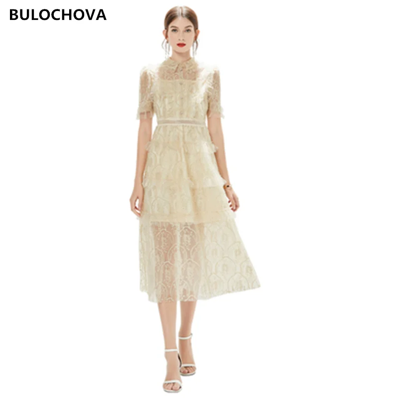 BULOCHOVA New Summer Designer Lace Embroidery Mesh Long Dress Women Lapel Single-Breasted Slim Holiday Vestidos Large Size 2XL
BULOCHOVA New Summer Designer Lace Embroidery Mesh Long Dress Women Lapel Single-Breasted Slim Holiday Vestidos Large Size 2XL