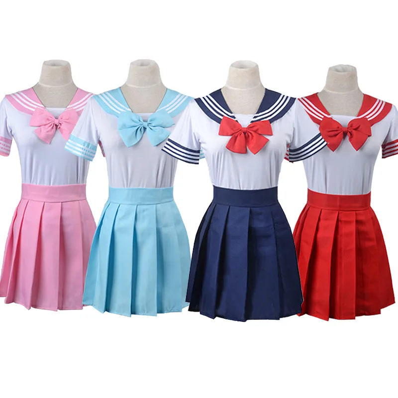 Summer Japanese School Uniforms Anime Cosplay Sailor Suit Short Sleeve Tops+tie+skirt Navy Preppy Style Students Uniform Girls
Summer Japanese School Uniforms Anime Cosplay Sailor Suit Short Sleeve Tops+tie+skirt Navy Preppy Style Students Uniform Girls