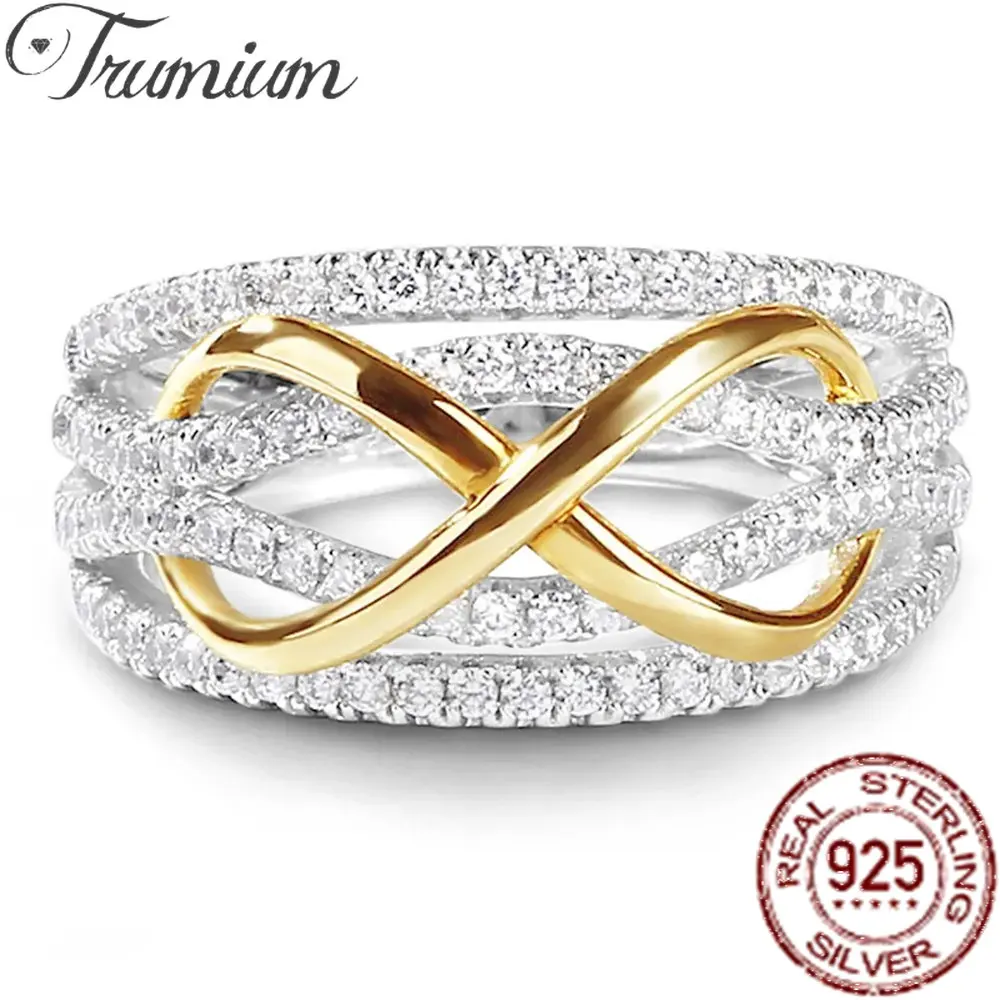 

Trumium 925 Sterling Silver Infinity Love Ring 5A Zircon Bowknot Letter 8 Eternity Promise Jewelry for Woman Girlfriend Gifts