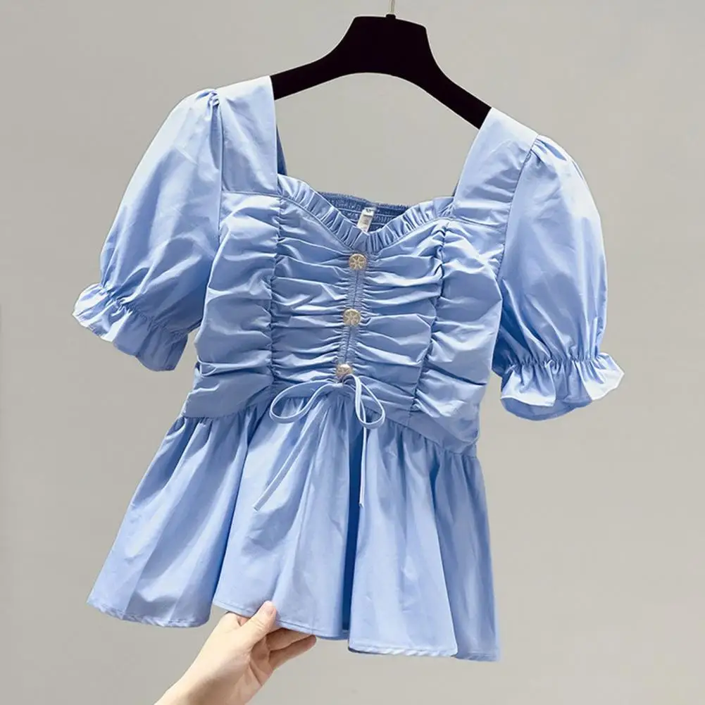 Loose Hem Trendy Sweet Lantern Short Sleeve Girls Shirt Breathable Sweet Shirt Bowknot Ladies Clothes
Loose Hem Trendy Sweet Lantern Short Sleeve Girls Shirt Breathable Sweet Shirt Bowknot Ladies Clothes