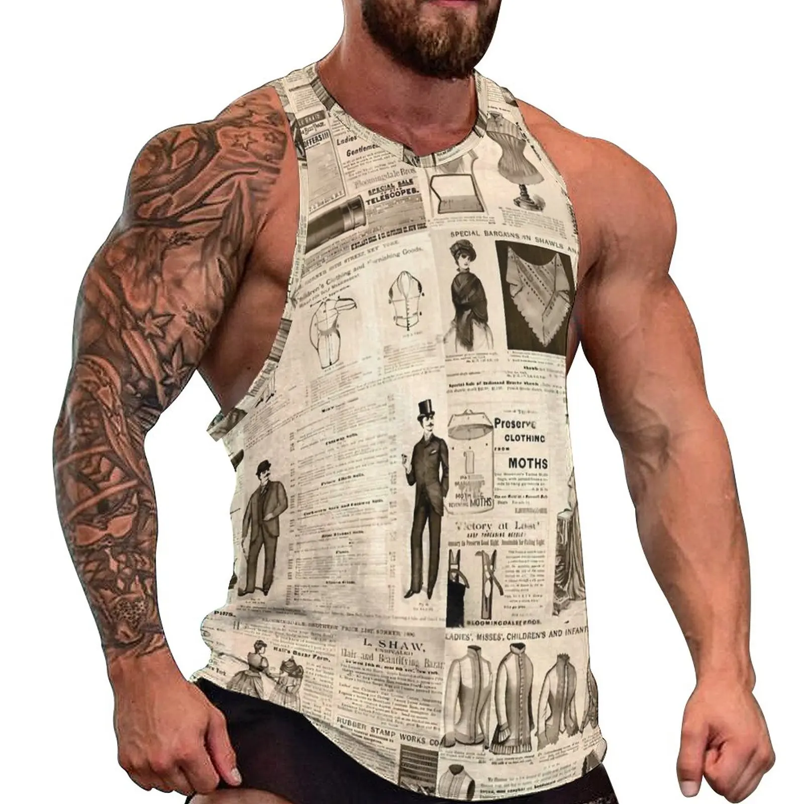Vintage Newspaper Summer Tank Top Advertisements Print Workout Tops Male Graphic Streetwear Sleeveless Vests Big Size 4XL 5XL
Vintage Newspaper Summer Tank Top Advertisements Print Workout Tops Male Graphic Streetwear Sleeveless Vests Big Size 4XL 5XL