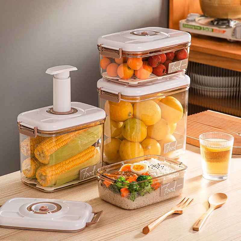

Контейнер для хранения пищи, вакуумный контейнер для хранения со сливной сеткой, прозрачный герметичный контейнер для еды, кухонный Органайзер, рабочая коробка для ланча
