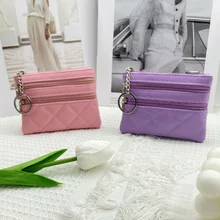 Ultra-thin Pu Leather Coin Purse Women Small Zipper Wallet Portable Clutch Mini Card Cash Holder Female Storage Bags Pouch