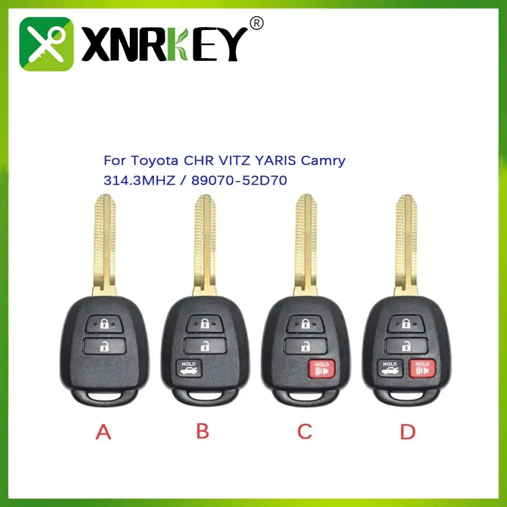 XNRKEY For Toyota CHR VITZ YARIS Camry Corolla AQUA Car Key Remote 314.3Mhz Model B51TE / B71TH/ 89070-52D70
XNRKEY For Toyota CHR VITZ YARIS Camry Corolla AQUA Car Key Remote 314.3Mhz Model B51TE / B71TH/ 89070-52D70
