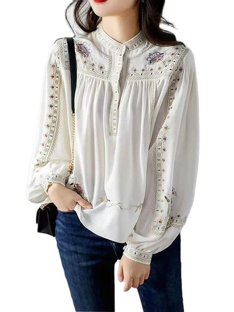 Spring Black Chic Blouses Women Shirt Sexy Long-sleeved Casual Plus Size Shirt Woman Elegant Flower Embroidery Women's Blouse
Spring Black Chic Blouses Women Shirt Sexy Long-sleeved Casual Plus Size Shirt Woman Elegant Flower Embroidery Women's Blouse