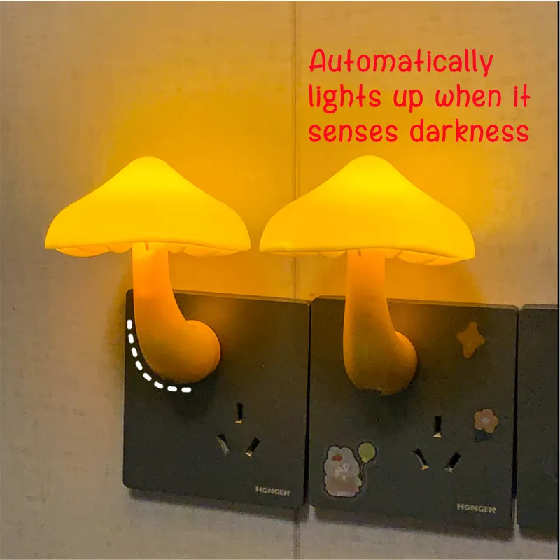 Mushroom Shape Automatic Sensor Bedroom Decor Wall Lamps Christmas Gift LED Night Lights for Kid Room Bedside Lamp US/EU Plug 
Mushroom Shape Automatic Sensor Bedroom Decor Wall Lamps Christmas Gift LED Night Lights for Kid Room Bedside Lamp US/EU Plug
