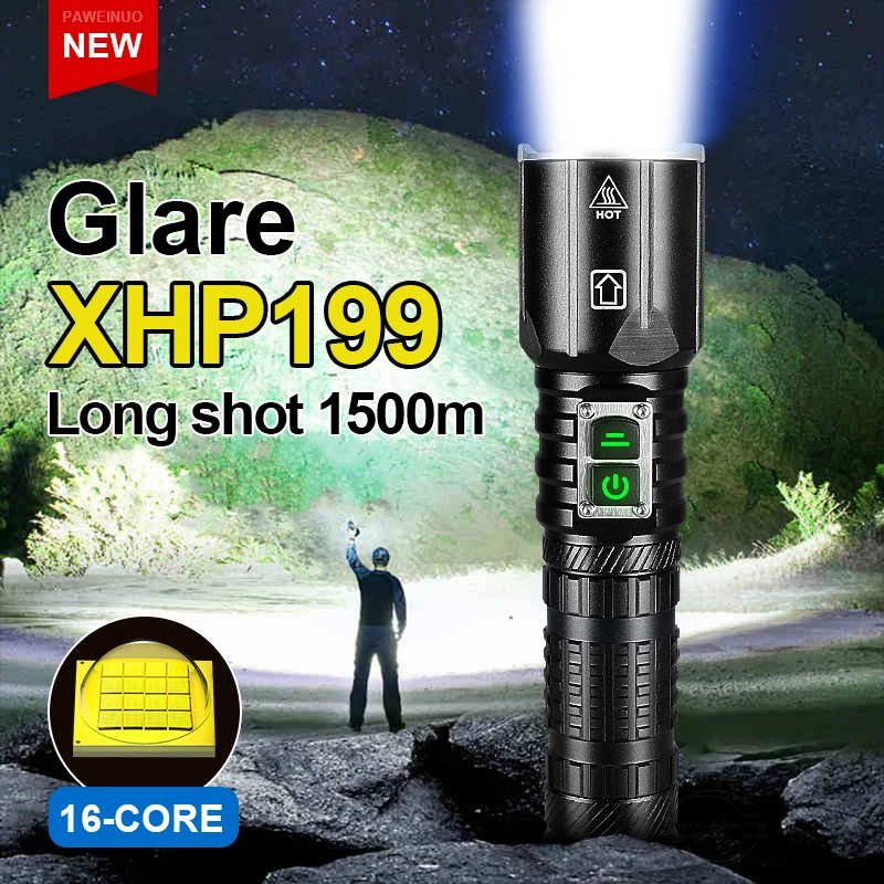 Newest Upgrade XHP199 Powerful LED Flashlight 18650 USB Torch Light XHP90 High Power Led Flashlight Rechargeable Outdoor Lantern
Newest Upgrade XHP199 Powerful LED Flashlight 18650 USB Torch Light XHP90 High Power Led Flashlight Rechargeable Outdoor Lantern