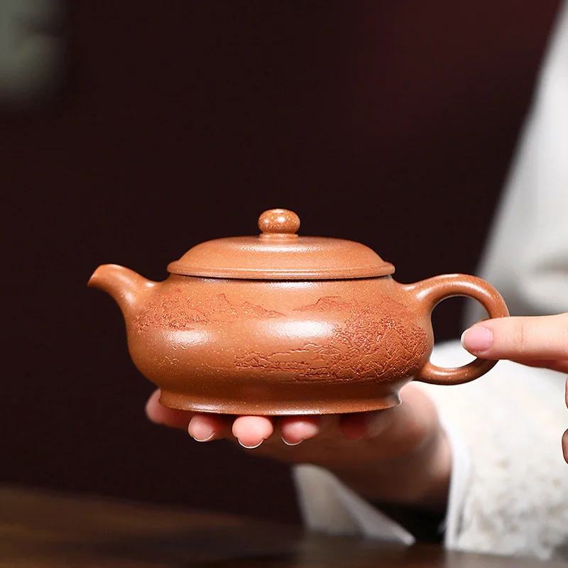 

Оригинальный чайник из исинской сырой руды, 210 мл, чайники из фиолетовой глины, чайники ручной работы для известных художников, чайник для красоты, китайский чайный набор Zisha, чайники