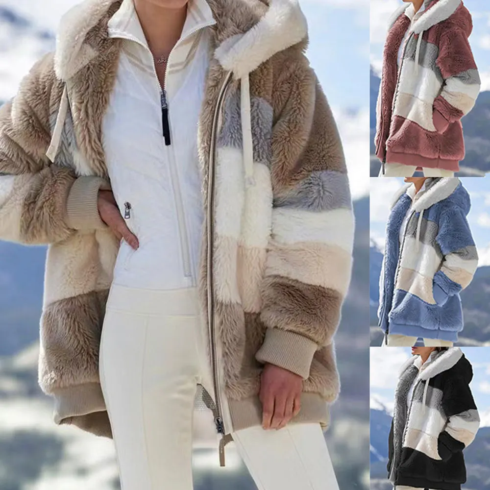 2022 New Arrivals Fall Winter Loose Plush Multicolor Hooded Jacket Women Teddy Jacket Warm Thick Fleece Faux Fur Coat Plus Size
2022 New Arrivals Fall Winter Loose Plush Multicolor Hooded Jacket Women Teddy Jacket Warm Thick Fleece Faux Fur Coat Plus Size