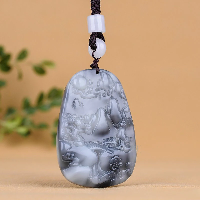 Blue and White Jade Artistic Conception Landscape Brand Pendant White and Black Popular Simple Pendant Men's and Women's Models
Blue and White Jade Artistic Conception Landscape Brand Pendant White and Black Popular Simple Pendant Men's and Women's Models