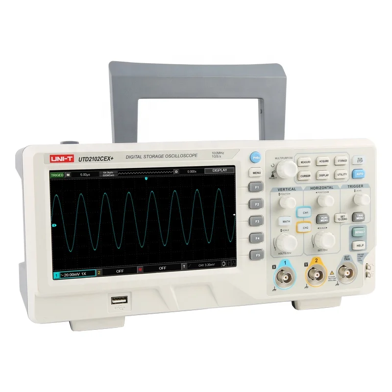 UNI-T UTD2102CEX+ high-precision 100MHz Digital storage oscilloscope; voltage/current/frequency waveform tester
UNI-T UTD2102CEX+ high-precision 100MHz Digital storage oscilloscope; voltage/current/frequency waveform tester