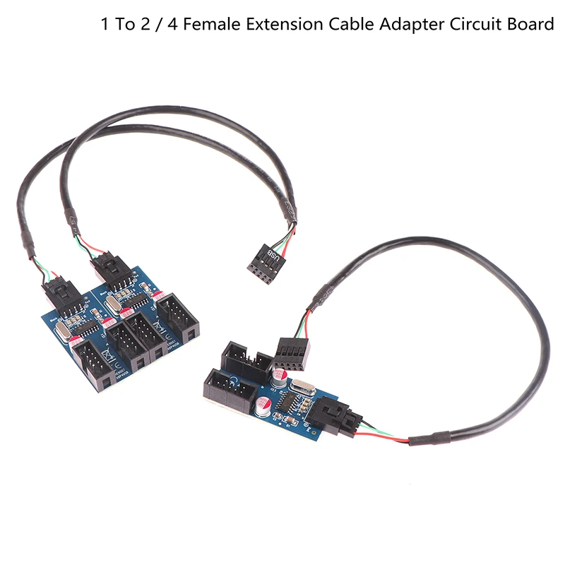

USB 9pin Расширительная плата штекер от 1 до 2 / 4 розеток Удлинительный кабель адаптер печатная плата 2,0 концентратор для настольной материнской платы