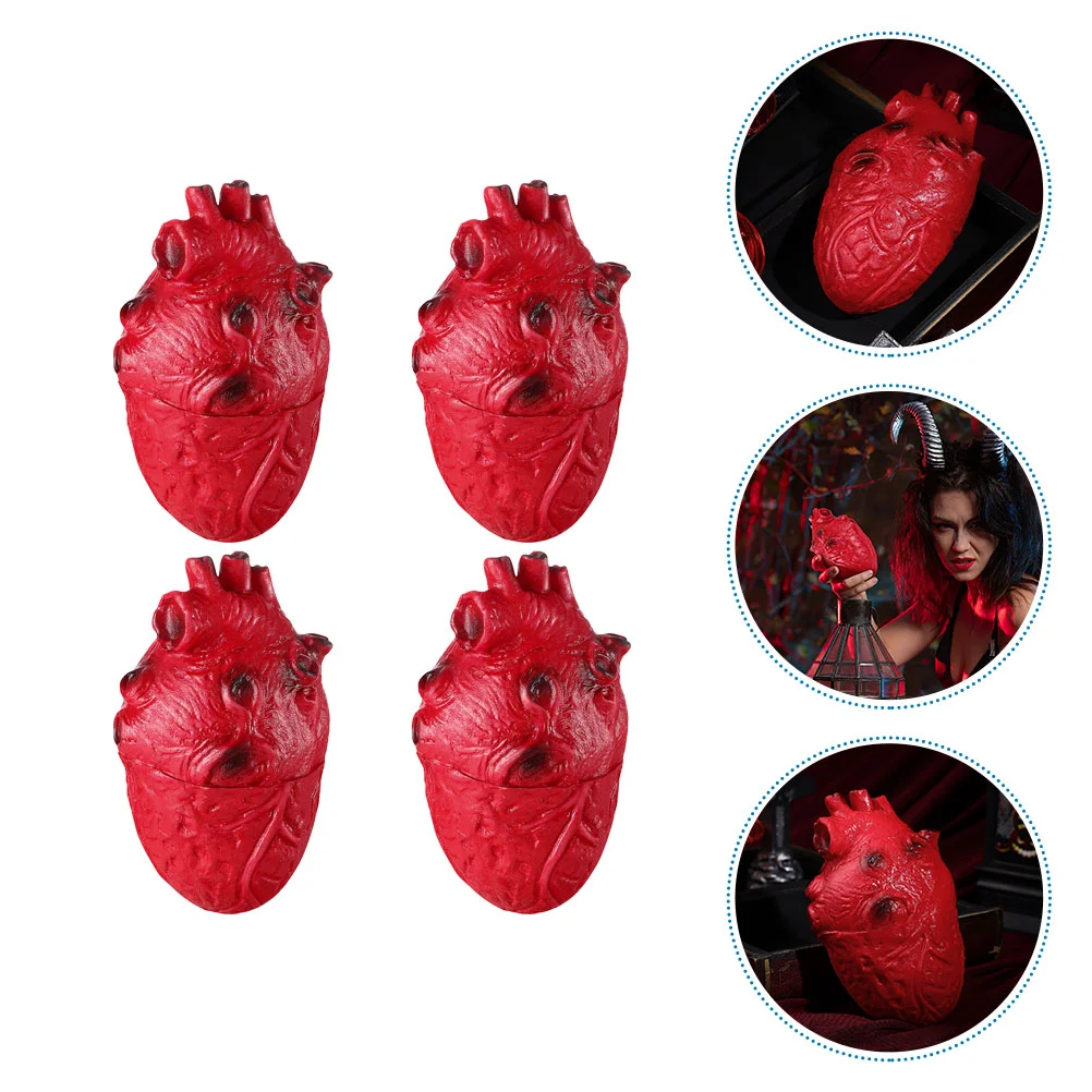 

Реалистичные украшения в форме сердца, 4 шт., декор в виде сердца на Хэллоуин, украшения для Хэллоуина, поддельные украшения