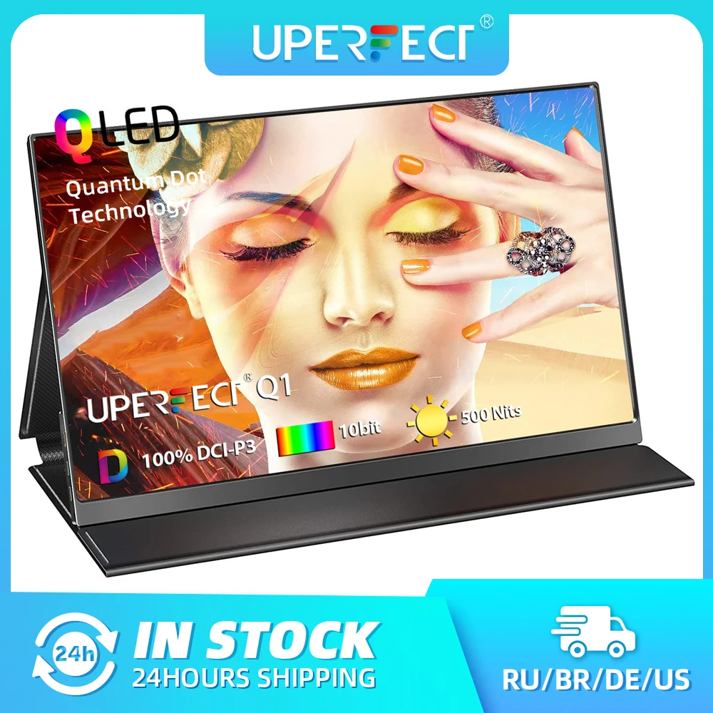 UPERFECT 15.6 inch QLED Portable Monitor 100% DCI-P3 10 Bit 500 Nits 1080P Laptop Travel Display with Smart Cover & Speakers
UPERFECT 15.6 inch QLED Portable Monitor 100% DCI-P3 10 Bit 500 Nits 1080P Laptop Travel Display with Smart Cover & Speakers