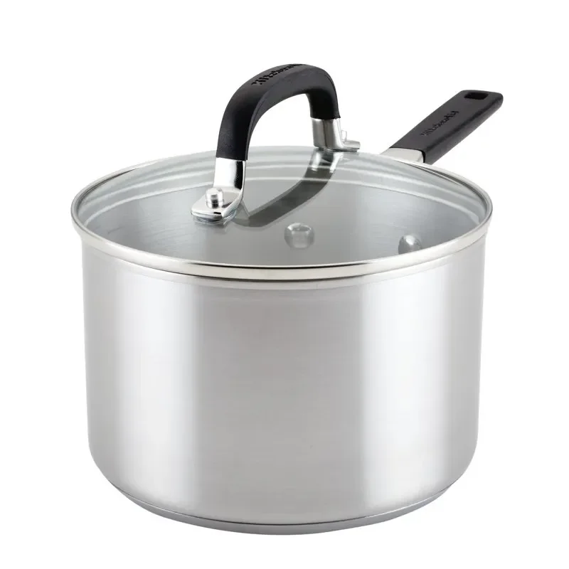 Stainless Steel Induction Saucepan with Lid, 3-Quart, Brushed Stainless Steel Kitchen Accessories
Stainless Steel Induction Saucepan with Lid, 3-Quart, Brushed Stainless Steel Kitchen Accessories