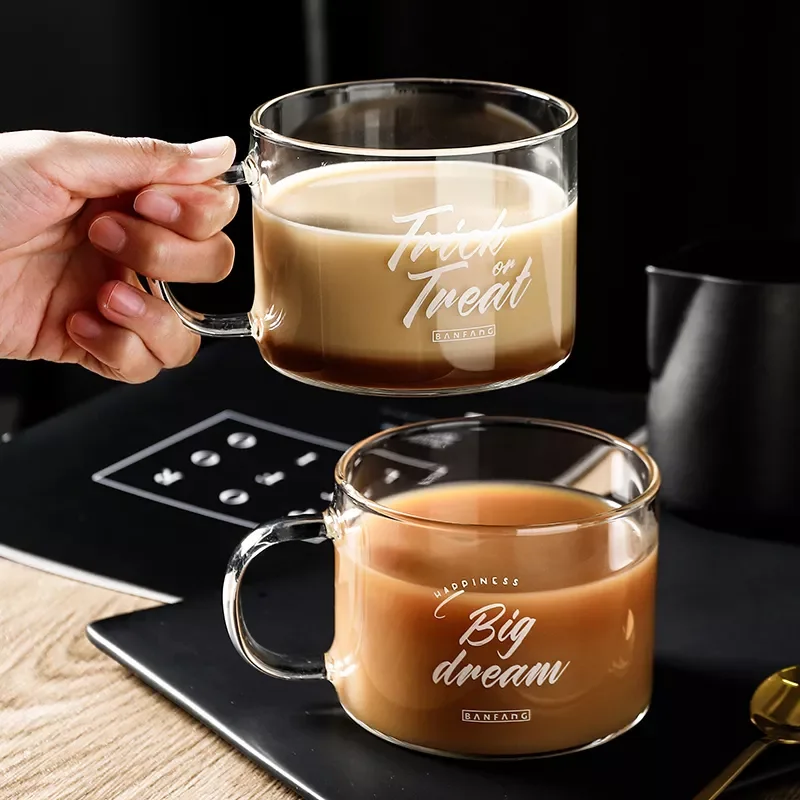 Glass Mug Creative Letter Large Milk Juice Water Coffee Cup With Handle Transparent Mug Dessert Oatmeal Breakfast Cup 500ML
Glass Mug Creative Letter Large Milk Juice Water Coffee Cup With Handle Transparent Mug Dessert Oatmeal Breakfast Cup 500ML