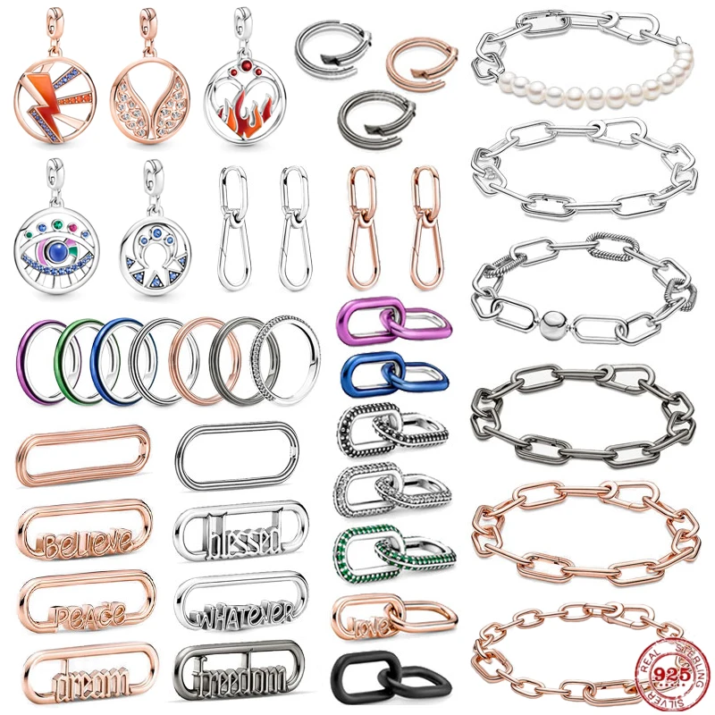 925 Sterling Silver Me Ring Round Connector Charm Fits Original Pandora Me Link Chain Bracelet Ladies Exquisite Jewelry
925 Sterling Silver Me Ring Round Connector Charm Fits Original Pandora Me Link Chain Bracelet Ladies Exquisite Jewelry