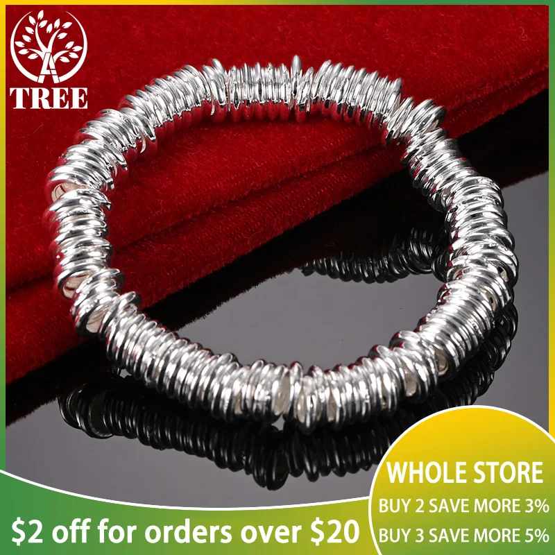 

ALITREE 925 Sterling Silver Multiple Circles Chain Men Bracelets For Woman Popular Party Wedding Fashion Jewelry Birthday Gift
